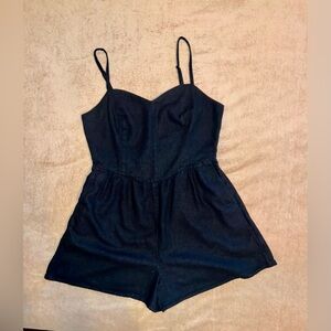 Old Navy Black Linen Blend Shorts Romper